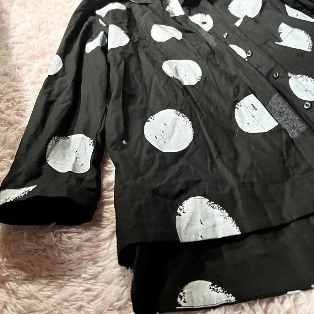 Monochrome Retro Polka Dot Oversized Tunic‎ Womens XXL Quirky Eclectic Statement